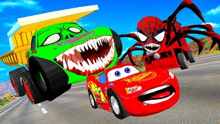 Lightning McQueen and FRIENDS vs SPIDERMAN ChooChoo Charles ZOMBIE BALAZ Pixar c