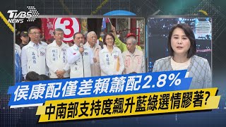 TVBS戰情室｜侯康配僅差賴蕭配2.8% 中南部支持度飆升藍綠選情膠著?@TVBSNEWS02