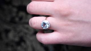 Antique aquamarine \u0026 diamond engagement ring