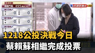 1218公投決戰今日 蔡賴蘇相繼完成投票－民視新聞