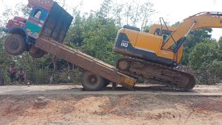 Hyundai 110 Excavator Loading in Low Bed Truck By Experience Operator | JCB | Excavator # JCB #