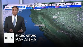 Chance of a few showers in the Southbay; Monday midday clear skies in San Francisco