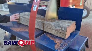 SAWQUIP Bench Saw - Cutting Through Redgum Railway Sleepers