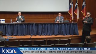 Gov. Abbott announces Walgreens will soon offer drive-through COVID-19 testing in Texas