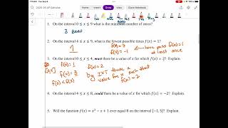 AP CALCULUS Sect 1.16 Intermediate Value Theorem