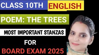 Class 10th English First Flight poem -7 the trees most imp  stanza with question answer in hindi ll