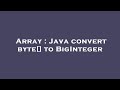 Array : Java convert byte[] to BigInteger