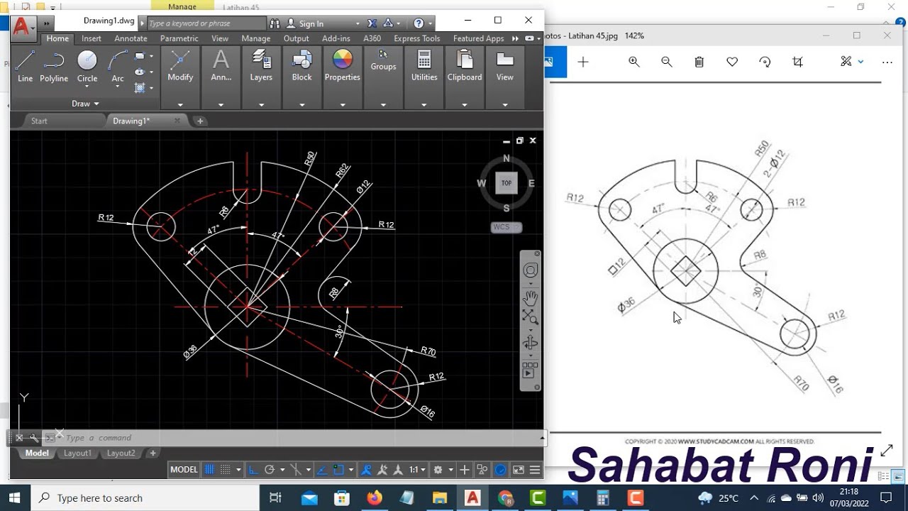 AutoCAD Tutorial Latihan 45b - YouTube