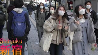 【４Ｋ60fps】冬の寒い月曜日に新宿駅周辺をお散歩【晴れ】