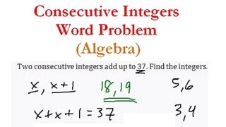 CONSECUTIVE INTEGERS Word Problems (Algebra 1) - #1