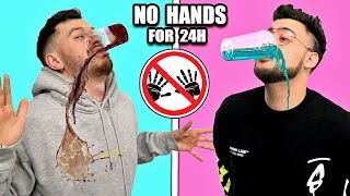 NOT using our HANDS for 24Hours !! (EXTREME HANDS FREE CHALLENGE) ft. ITSYEBOI