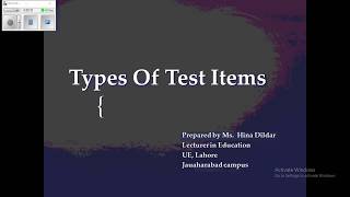 Types of test Items lecture 7 classroom assessment