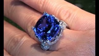 INTERNALLY FLAWLESS 25.55 Carat Tanzanite \u0026 Diamond PLATINUM Ring