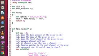Max element in an array (Inline assembly)