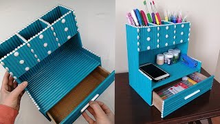 DIY Desktop Organizer Waste Paper - Paper Craft - Pen Holder Organizer