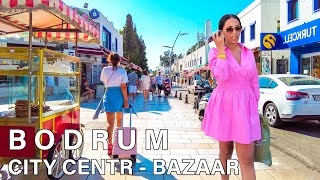 Bodrum City Center, Bazaar, Walking City Tour Summer Day Turkey. 4K