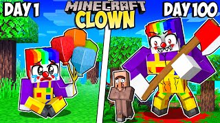 I Survived 100 Days as a CLOWN in Minecraft