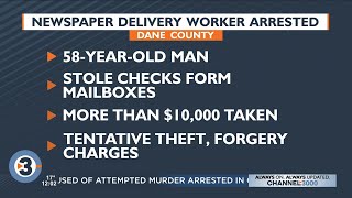 Newspaper delivery worker arrested after allegedly stealing $10,000 in altered checks from mailboxes
