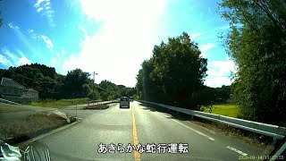 前の前の車が、蛇行運転して赤線はみ出しまくってる映像（ドラレコ映像）