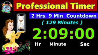 129 Minutes Countdown [Reverse Time] 2 Hrs 9 Minutes Timer | Digital Clock | Alarm | Stopwatch