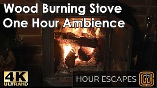 4K Wood Burning Stove - One Hour Ambient Sound and Video