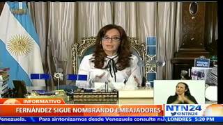A dos días del traspaso presidencial, Cristina Fernández nombra a dos nuevos embajadores
