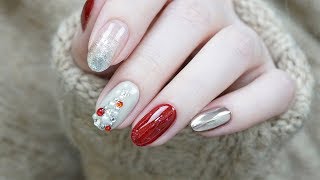 Christmas Nail Designs with Christmas Tree and Mirror Powder丨 Pat's Nail