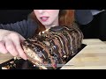 huge chocolate tsoureki stuffed with chocolate spread u0026 flakes 🍩 asmr mukbang real eating sounds