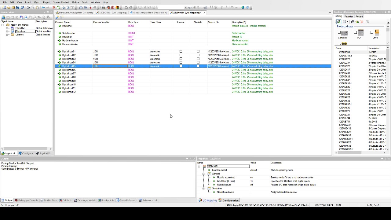 Screencast B&R Automation Studio V4.2 - Basic Setup: I/O's ...