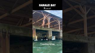 JUMPIN OFF Hanalei Pier Hanalei bay #kauai #hanaleibay