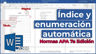 APRENDE a hacer ÍNDICE y ENUMERACIÓN automática en WORD 2023 || Normas APA Septima edición.