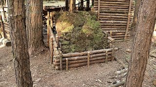 Build a Bushcraft Dog House in the Forest Camp - Part 2