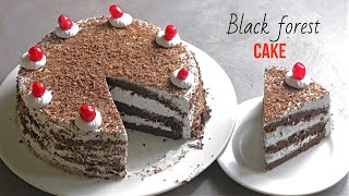 BLACK FOREST CAKE|Simple\u0026Easy Method|బ్లాక్ ఫారెస్ట్ కేక్|ఇవీ పక్కా టిప్స్ కొలతలు పర్ఫెక్ట్ కేక్ కి