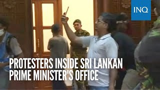Protesters inside Sri Lankan prime minister's office