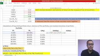 9.Construction of Efficient Frontier in Excel-Two Securities Case||Markowitz Model(1952)