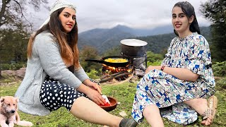 Village Life and Traditional Cooking: Recipe of Lamb Meat Stew Cooked by Rural Grils