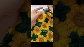 ひまわりブランケットのかぎ針編みの方法如何钩织向日葵毛毯How to Crochet a Sunflower Blanket #crochet #knitting #handmade #钩针编织