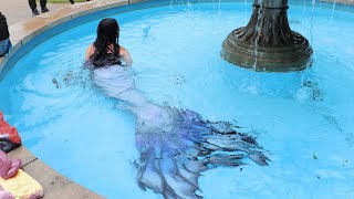 MERMAID SWIMMING IN A FOUNTAIN - Mermaid in a Fountain at Boyne City Pirate Festival 2022