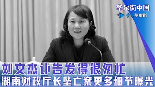 刘文杰讣告发得很匆忙，湖南财政厅长坠亡案更多细节曝光｜华尔街中国