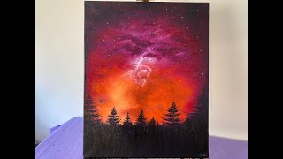 175- Night Sky Stars & Nebula - Beautiful warm tones - Stay Positive - Speed painting