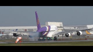 ✈✈超大型旅客機の着陸( TG677)タイ国際航空(Thai Airways）A380 Landing Narita RWY16R成田空港!さくらの山