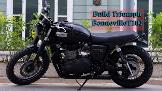 Build Triumph Bonneville T100 black | Custom motorcycle to scrambler