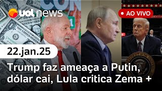 Trump faz ameaça a Putin por acordo sobre Ucrânia; dólar em queda; Lula critica Zema e + | UOL News