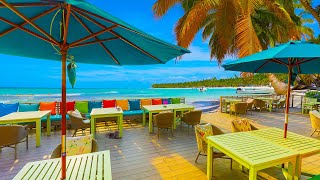 Caribbean Coffee Shop Ambience☕Cafe Shop Music with Smooth Bossa Nova & Ocean Waves Sounds for Relax