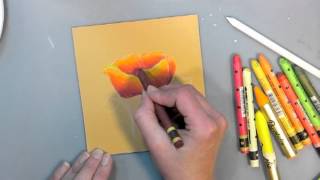 How to Paint a Poppy with watercolor crayons tutorial