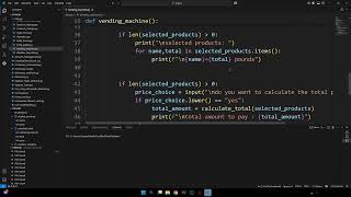 Vending machine program PYTHON only