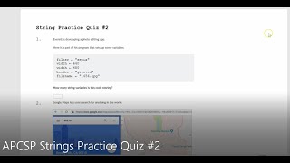 JAVA - Lesson #113 - APCSP - Strings Practice Quiz #2