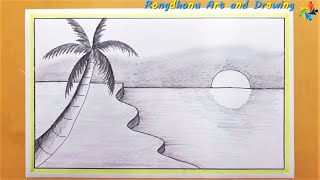 How to Draw the scene by the river | Scenery Drawing Easy and Step by Step