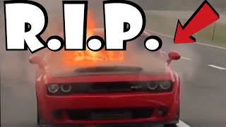 DODGE DEMON BURST IN TO FLAMES !! FAULTY TRANSMISSON?? WHAT HAPPEN? Catches on fire.