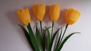 Como hacer flores de papel muy facil / Tulipan de papel crepe